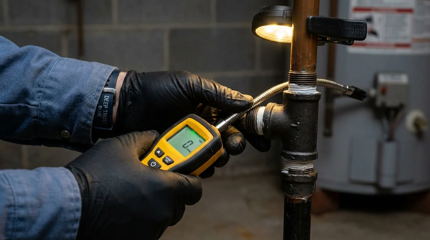 Gas leak detection with electronic sniffer by Johns Plumbing LLC in Taos