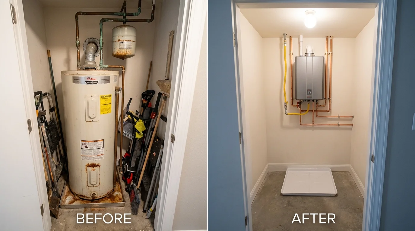Tank water heater versus wall-mounted tankless unit comparison for Taos, NM homeowners